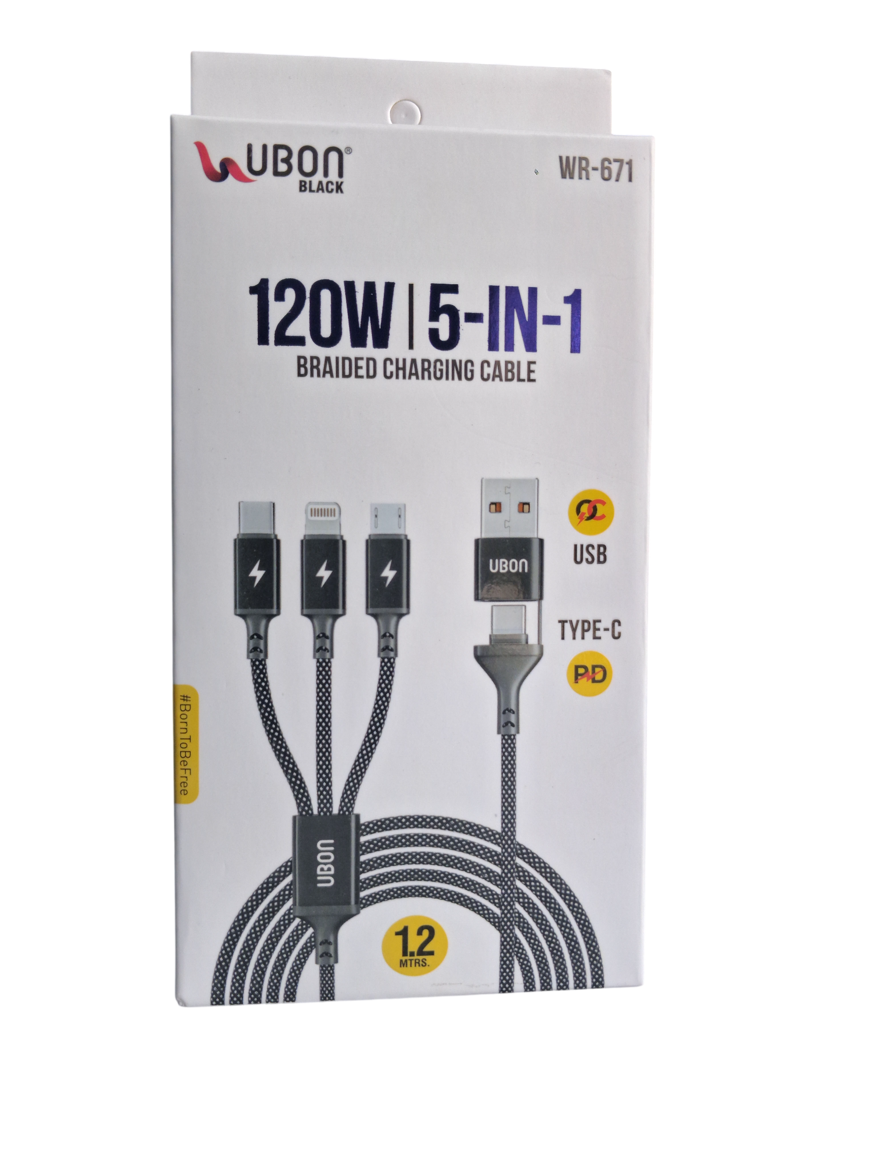 120W 4-in-1 Fast Charging Cable Nylon Braided Multi USB Charger Cord with Type-C, Micro USB & Lightning Connectors | Fast Data Sync & Durable Tangle-Free Cable for Android, iPhone, Tablets