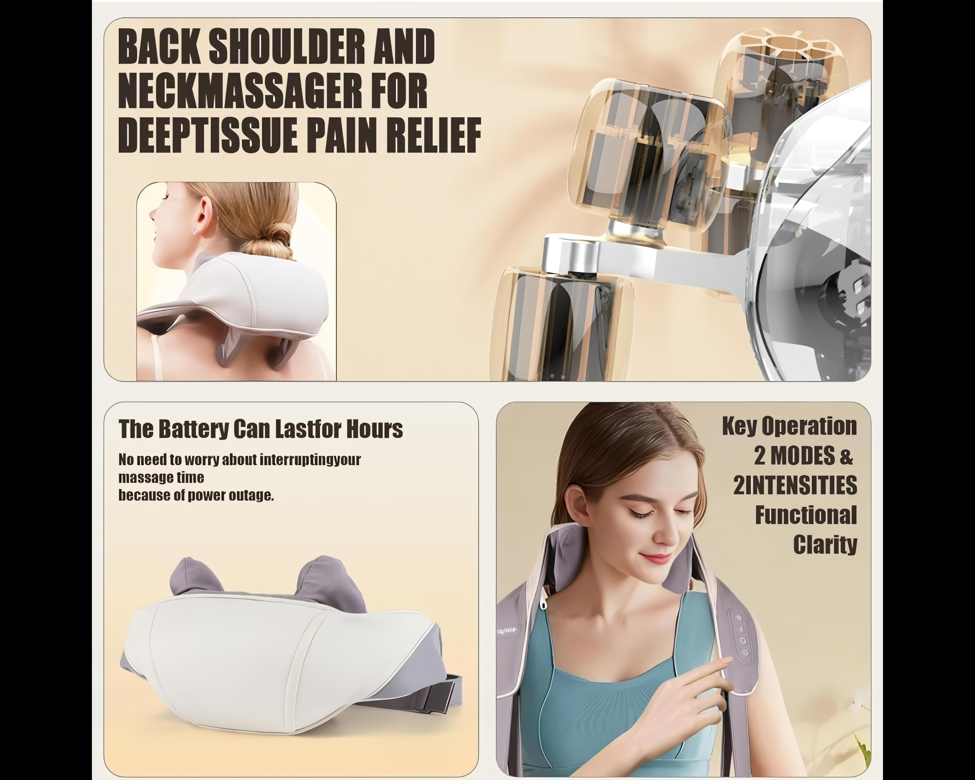 Neck and back massager for cervical pain relief.