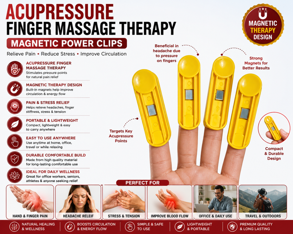 Acupressure magnetic finger power clips handheld massager(yellow,set of 5)