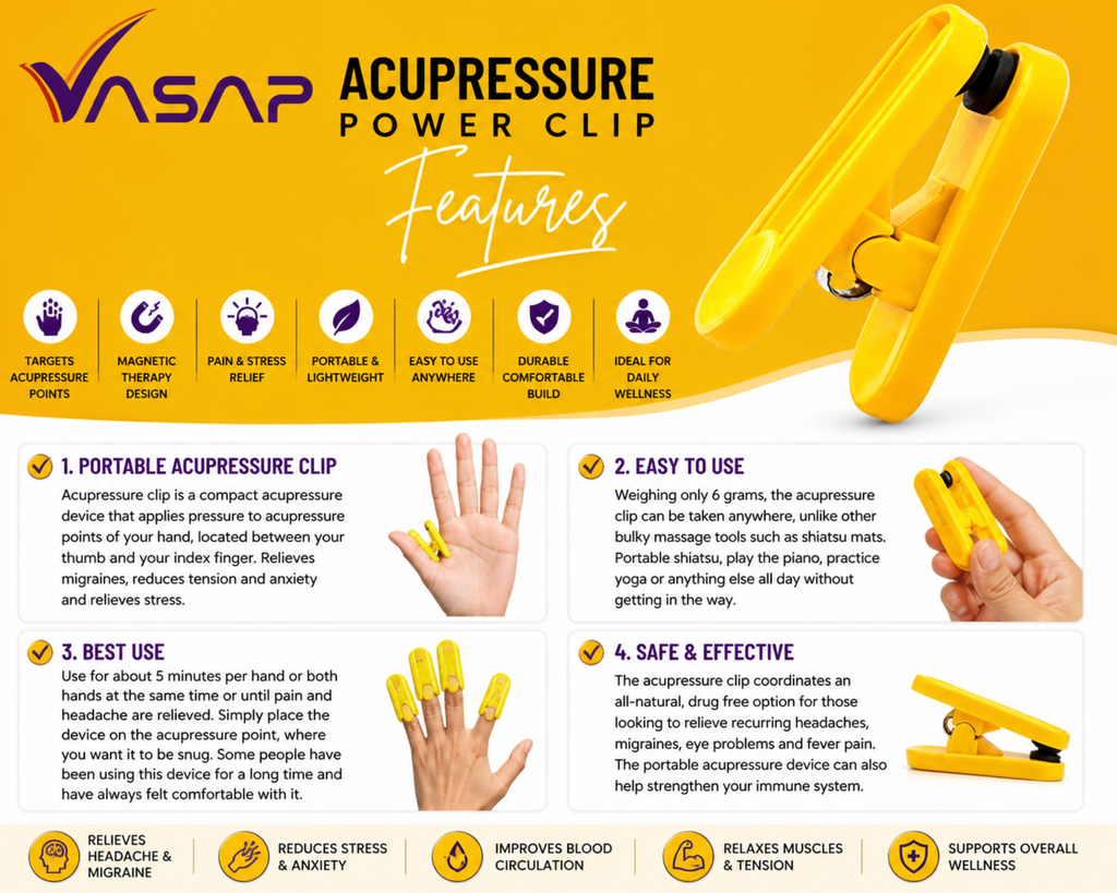 Acupressure magnetic finger power clips handheld massager(yellow,set of 5)