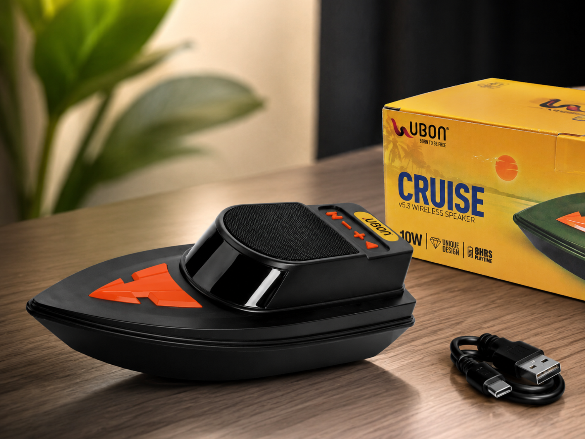 UBON Cruise V5.3 Wireless Bluetooth Speaker | 10W Powerful Sound Output | Up to 8 Hours Playtime | Portable Heavy Bass Speaker with Bluetooth 5.3, USB, TF Card &amp; AUX Support | Stylish Unique Design for Home, Travel &amp; Parties