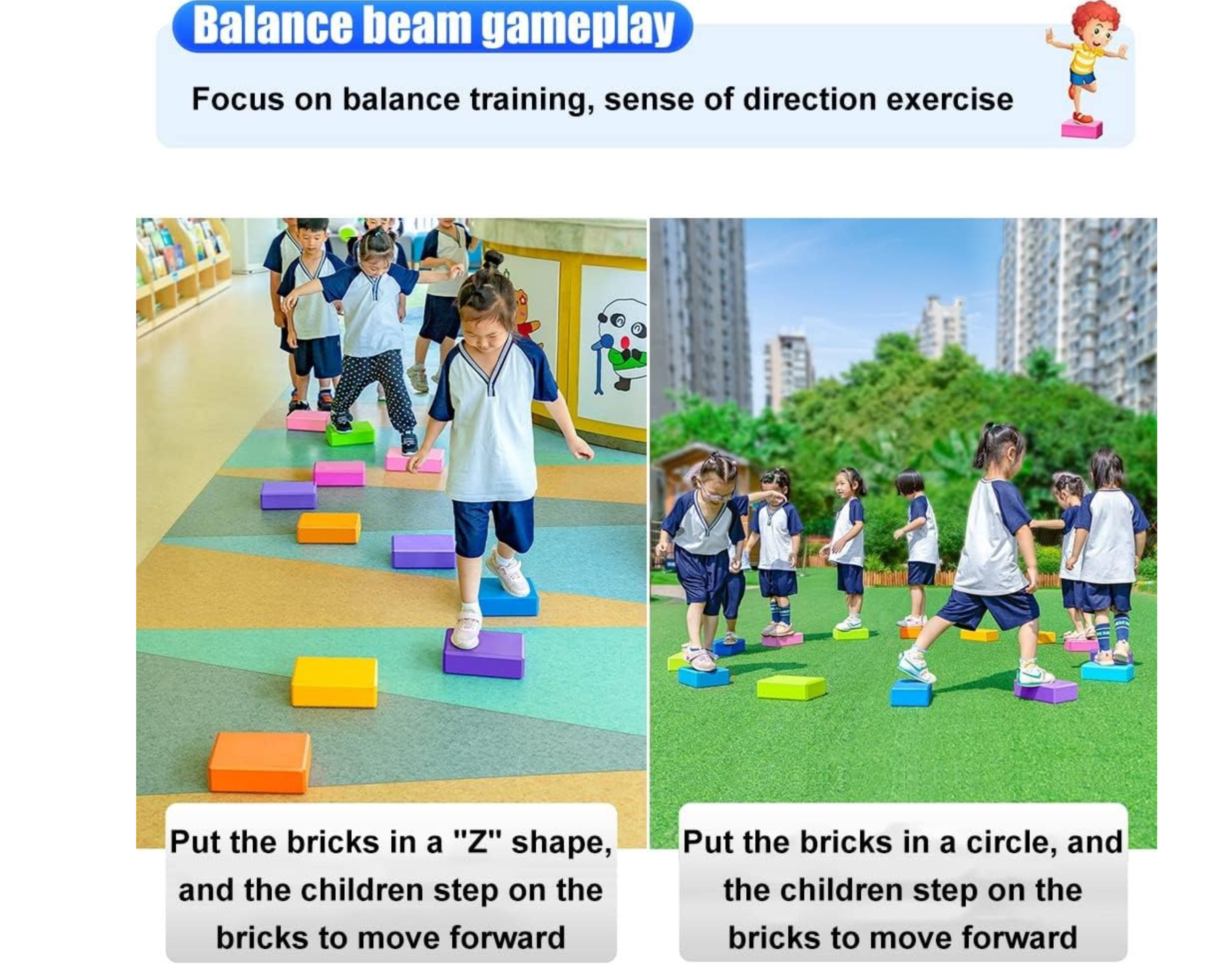 High-Density Foam Yoga Block for Stretching, Balance & Workout, Non-Slip Exercise Support Brick Multicolor (Pack of 2)