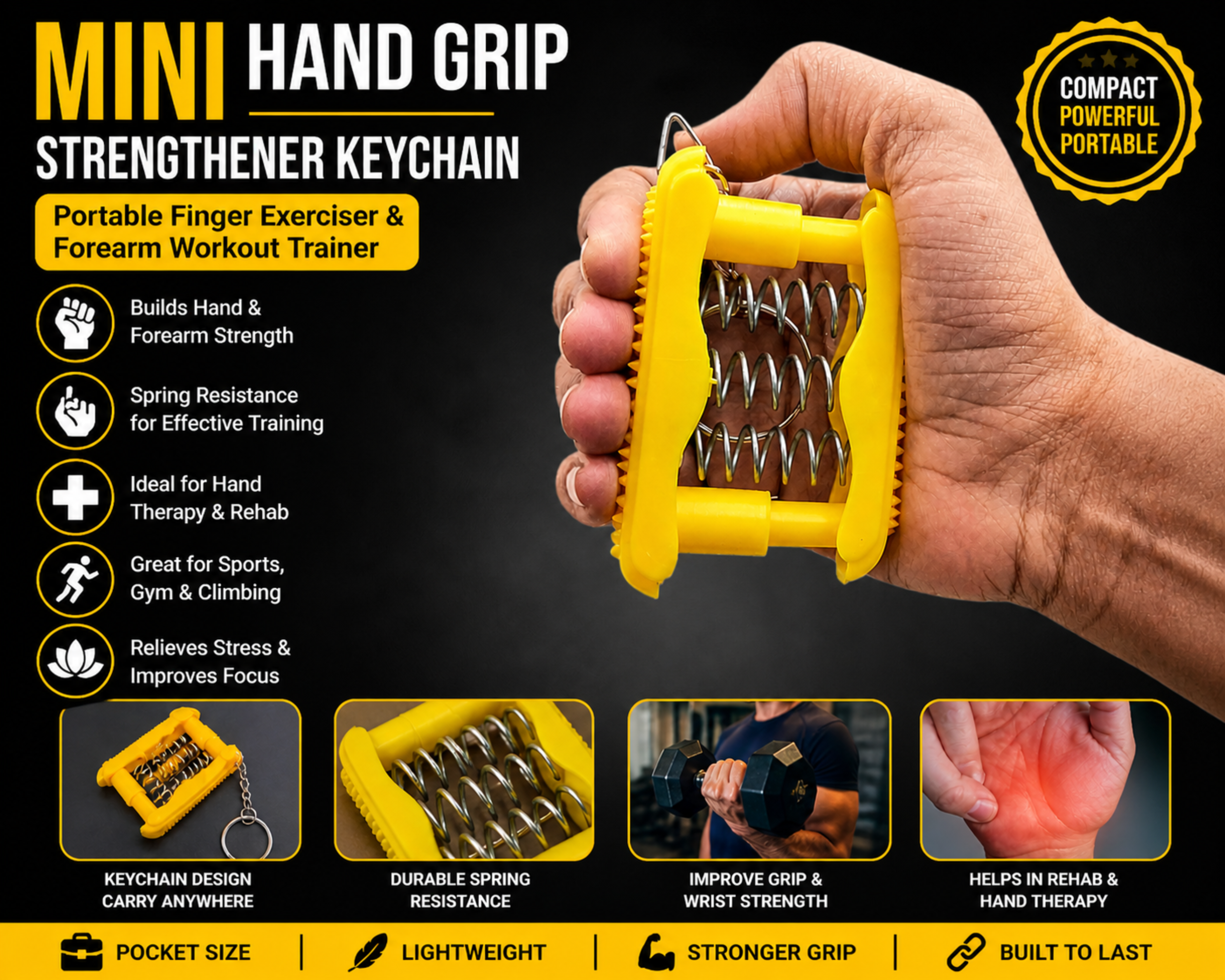 Acupressure Pocket Finger Exerciser Gripper for Hand/Palm with Pressure Points (Pack of 1)