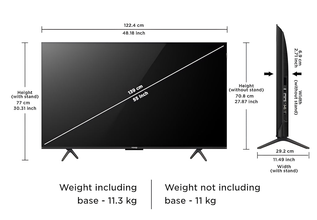 VASAP 139 cm (55 inches) Frameless v pro series 4K Ultra HD Smart QLED Google TV.