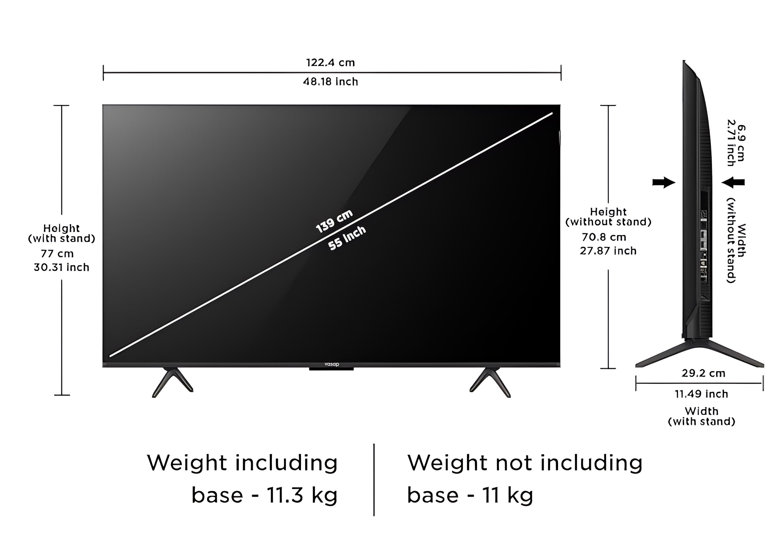 VASAP 139 cm (55 inches) Frameless v pro series 4K Ultra HD Smart QLED Google TV.