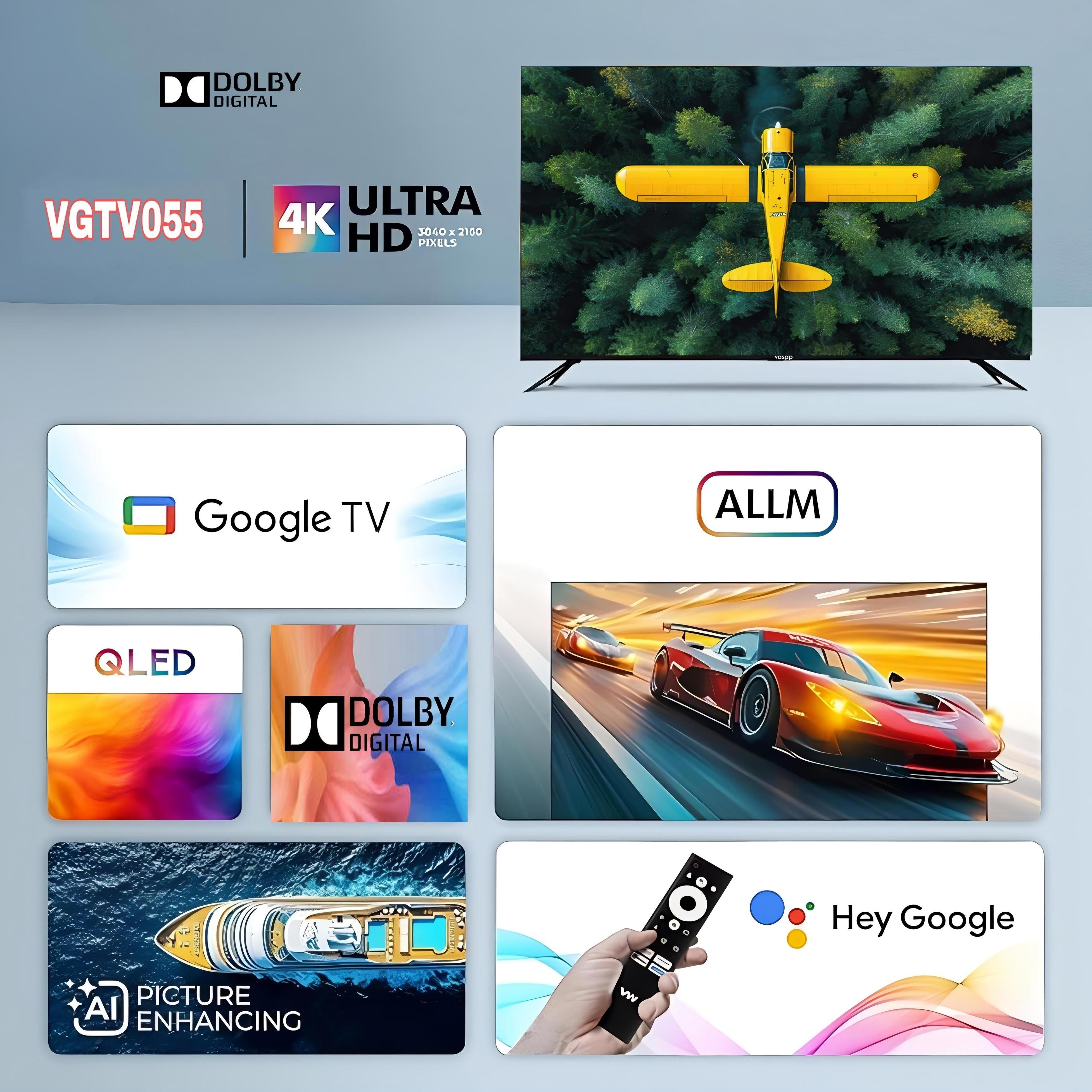 VASAP 126 cm (50 inches) Bezel-Less V pro Series 4K Ultra HD Smart LED Google TV. 