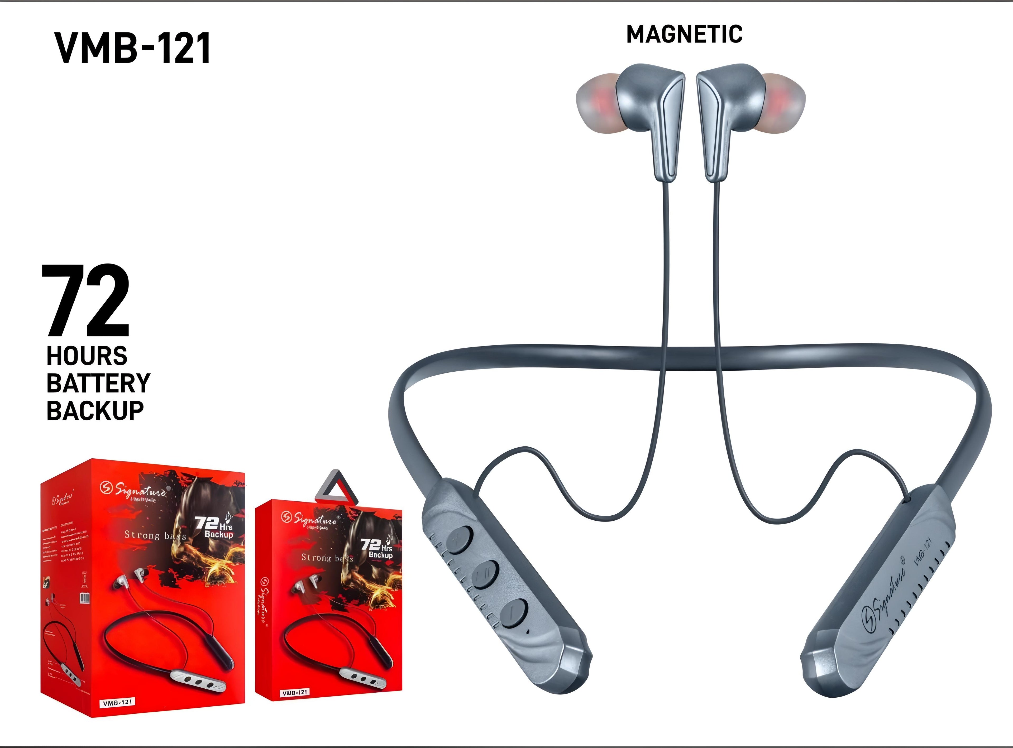 Bluetooth Wireless Neckband Earphones with 72H Playtime, Dual Pairing & Fast Charging