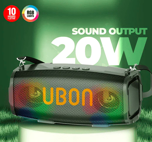 UBON Cruise SP-65 20W Wireless Bluetooth Speaker | Powerful Sound Output | Up to 8 Hours Playtime | Portable Heavy Bass Speaker with Bluetooth 5.3, USB, TF Card & AUX Support | Stylish Unique Design for Home, Travel & Parties