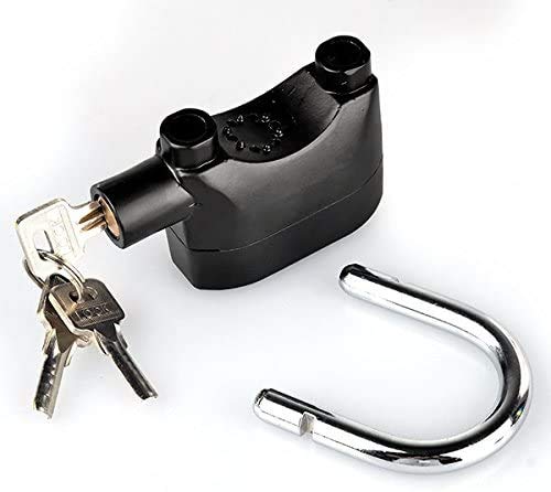 Alarm Security Lock with Motion Sensor | Heavy Duty Anti-Theft Padlock with 3 Keys for Bike, Gate & Door | Black